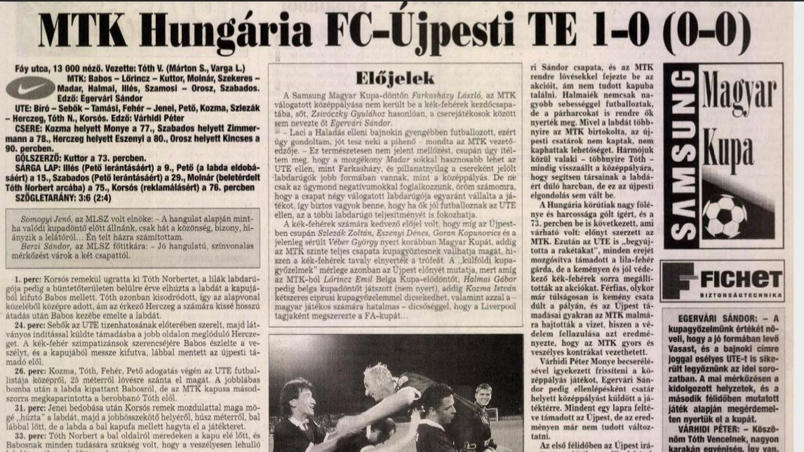 Ezen a napon nyertük meg tizenegyedszer a Magyar Kupát